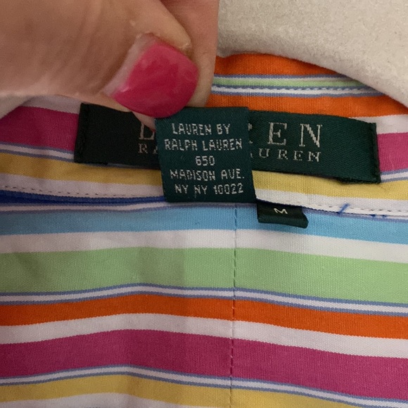 VTG Ralph Lauren Rainbow Stripe Button Down Shirt Size Medium - Picture 7 of 10